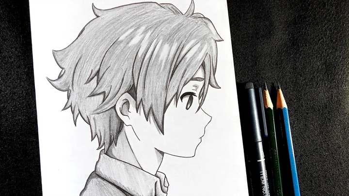 วิธีการวาดการ์ตูนเด็กผู้ชายในมุมมองด้านข้าง (การสอนการวาดภาพอะนิเมะสำหรับผู้เริ่มต้น)