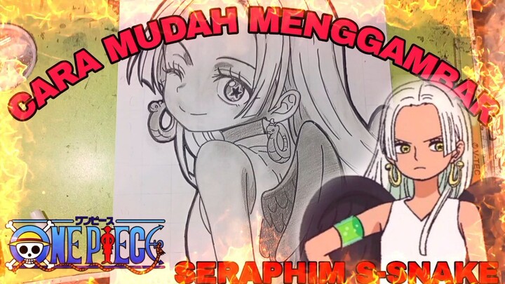 cara mudah menggambar anime one piece seraphim s-snake boa Hancock