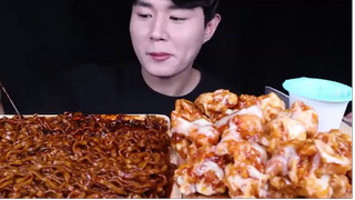 mukbang mì tương đen và gà #amthuc #monngon