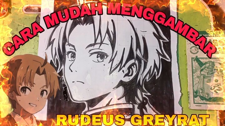 cara mudah menggambar Rudeus greyrat