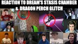 Youtubers React to DREAM STASIS CHAMBER & DRAGON PERCH GLITCH -Minecraft Manhunt vs 5 Hunters FINALE