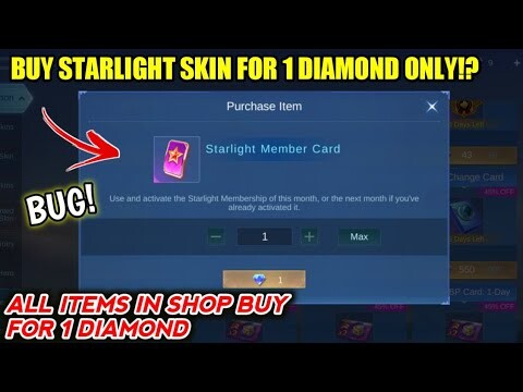 BUG! BUY STARLIGHT SKIN USING PROMO DIAMONDS! 1 DIAMOND ALL ITEMS IN SHOP MOBILE LEGENDS