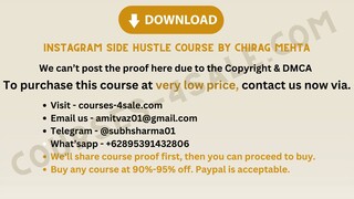 [Course-4sale.com] -  Instagram Side Hustle Course by Chirag Mehta