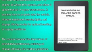 2005 LAMBORGHINI GALLARDO OWNERS MANUAL