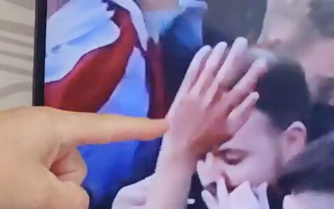 During a live broadcast by Sky Sports of fans celebrating, two English fans were reportedly seen all