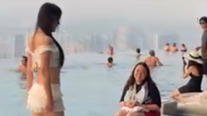 New video by swimming pool