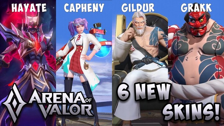 7 NEW SKINS: (HAYATE, CAPHENY, GILDUR & MORE) | Arena of Valor | AoV | RoV | LiênQuânMobile