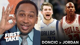 FIRST TAKE 'Luka Doncic into Jordan-Mode' Stephen A on Mavs Star make Playoff History in win vs Suns