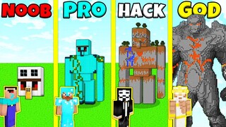 Minecraft Battle: NOOB vs PRO vs HACKER vs GOD: INSIDE GOLEM BASE HOUSE BUILD CHALLENGE / Animation