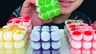 ASMR Ăn Thạch Đá Nhiều Màu Sắc Hình Rubik