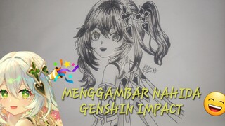 MENGGAMBAR NAHIDA DARI GAME GENSHIN IMPACT!🍃