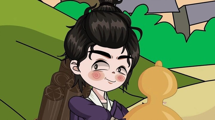 The man just threw the wooden sign into a hole, but he didn't expect the pattern on the stone to glo