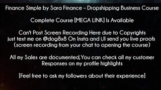 Finance Simple by Sara Finance  Dropshipping Business Course download