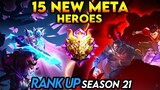 15 NEW META HEROES MOBILE LEGENDS 2021 - SEASON 21 | Mobile Legends Tier List