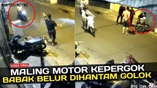 NGERI !! Golok Melayang Mendarat Kepelaku Saat Kepergok Mencuri Motor !! Rekaman CCTV Terbaru 2023