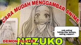 cara mudah menggambar anime demon slayer NEZUKO