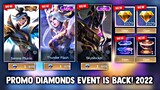 PROMO DIAMONDS EVENT IS BACK! FREE EPIC SKIN AND EPIC RECALL! NEW EVENT 2022 | MOBILE LEGENDS