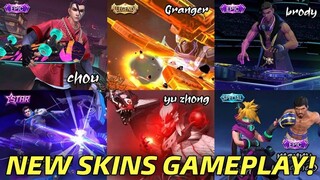 6 UPCOMING SKINS GAMEPLAY | GRANGER LEGEND SKIN | YU ZHONG COLLECTOR SKIN | CHOU & BRODY STUN SKINS!