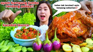 MAKAN 1 EKOR AYAM KAMPUNG RENDANG PEDAS KAREDOK LEUNCA LALAPAN JENGKOL MENTAH CAMPUR PETE TERONG