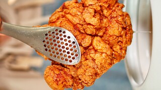 So crispy! Just one chicken drumstick, fried to a size bigger than your face