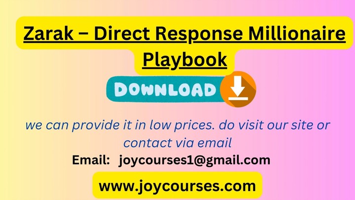 Zarak – Direct Response Millionaire Playbook