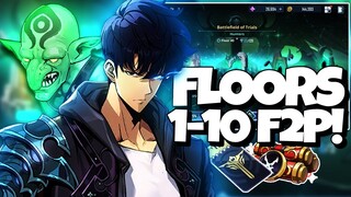 HOW TO BEAT BATTLEFIELD OF TRIALS FLOORS 1-10! NO SSR TAKEN, COMPLETELY F2P! - Solo Leveling: Arise