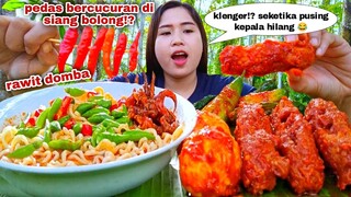 MAKAN PEDAS MIE PEDAS CABE RAWIT DOMBA CABE RAWIT MENTAH SOSIS PEDAS KIMCHI TIMUN MUKBANG