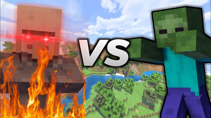 Manusia Api VS Zombie di Minecraft!!