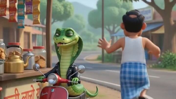 🐍☕️ “Bhai, ek cup chai dena!” 😂🐍#SnakeComedy #FunnyCartoon #3DCartoon #Comedy #BiliBili