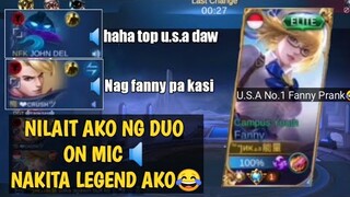 TOP 1 U.S.A🇺🇸 FANNY PRANK | LEGEND RANK | Nilait Ako Ng Duo😂 | MLBB