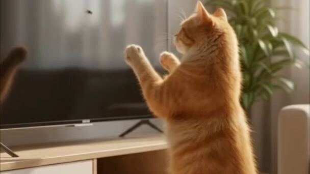 The Cat Knew the TV Was About to Fall 😂
