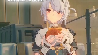 حتى وهو يرتدي الزي العسكري، لا يزال بطّة أنبي تلك التي تحب تناول البرغر~