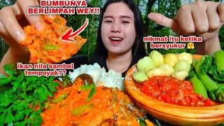 MAKAN LALAPAN JENGKOL MENTAH IKAN SAMBAL TEMPOYAK REBUSAN SAYUR SAMBEL TERASI#mukbanglalapanmentah