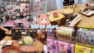 first day in tokyo, exploring akihabara, cute cafe, gachapon, anime + manga |  vlog