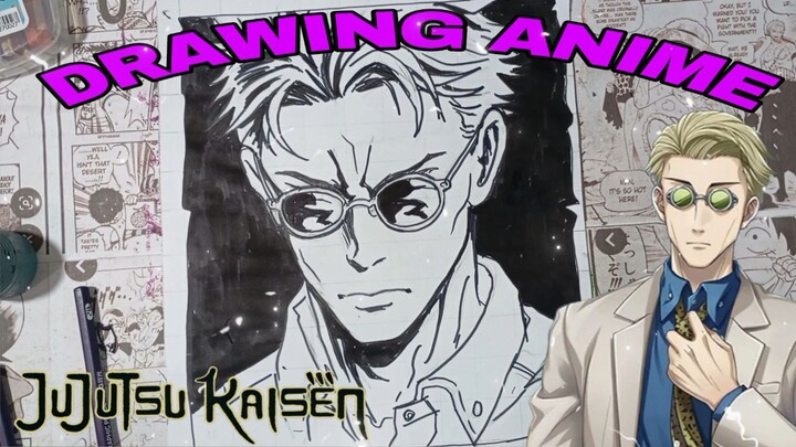 drawing anime Jujutsu KAISEN, paman Nanami