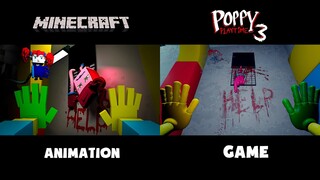 Poppy Playtime Chapter 3 VS Minecraft | Mommy Long Legs needs help (Game VS Animation)