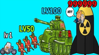 XE MÁY BẮN SÚNG Tiến Hóa Evolving XE TĂNG T90 VÀ Bom NGUYÊN TỬ Army Commander Top Game Thành EJ