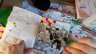 ASMR Attack on titan manga photo journaling.