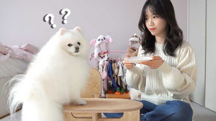Will the little doggy notice if you pretend to eat in front of him?
