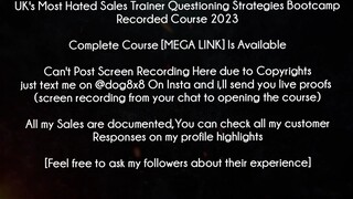 UK's Most Hated Sales Trainer Questioning Strategies Bootcamp Recorded Course 2023 download