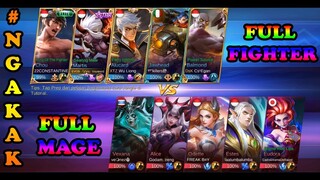 NGAKAK MAKSIMAL !!! FULL FIGHTER VS FULL MAGE - MOBILE LEGENDS INDONESIA