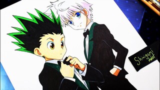 Drawing GON & KILLUA- Step By Step (HunterXHunter)ハンター×ハンタ