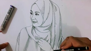 Menggambar Wanita Cantik Berhijab