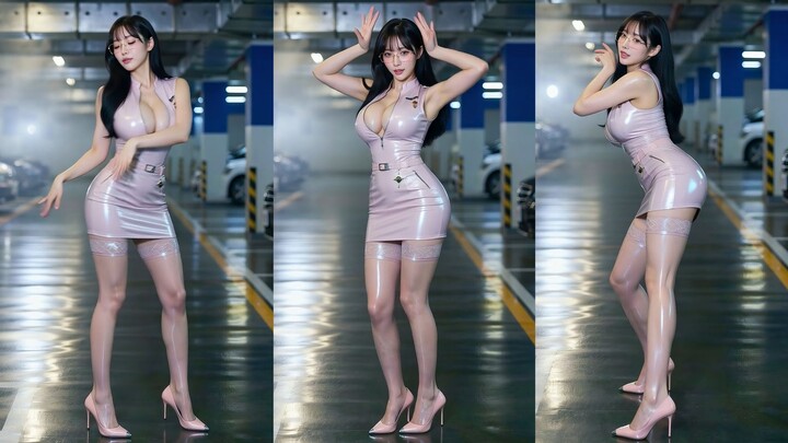 [Starched Skirt + Sheer Oil Silk] AOA – Catwalk Charm ❤ Surprising BBW Flight Attendant
