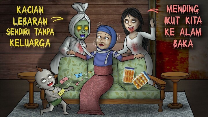Lebaran sama Setan - Gara2 keluarga gak ada yg datang #HORORKOMEDI  Kartun Hantu