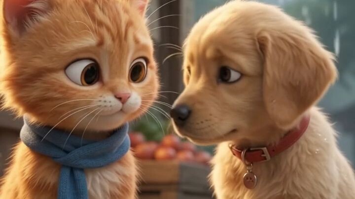 Anak Kucing Kecil Menyelamatkan Anak Anjing yang Tersesat 🥹❤️  Kisah Milo & Bub#CuteAnimals #Kitten