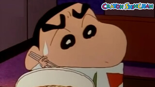 Klip makanan Crayon Shin-chan episode 13, steak, mi instan, kudapan malam sehari-hari