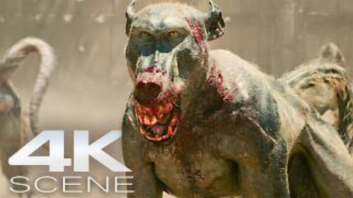 featuring the infamous rabid baboon/monkey fight in the arena.