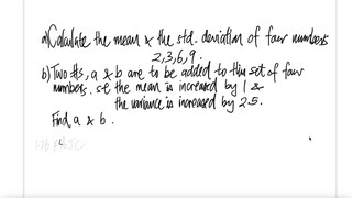 prob stat a) Calculate the mean & the std deviation of 4 numbers 2,3,6,9