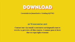 Essentials in Quantitative Trading (QT*01) – Free Download Courses